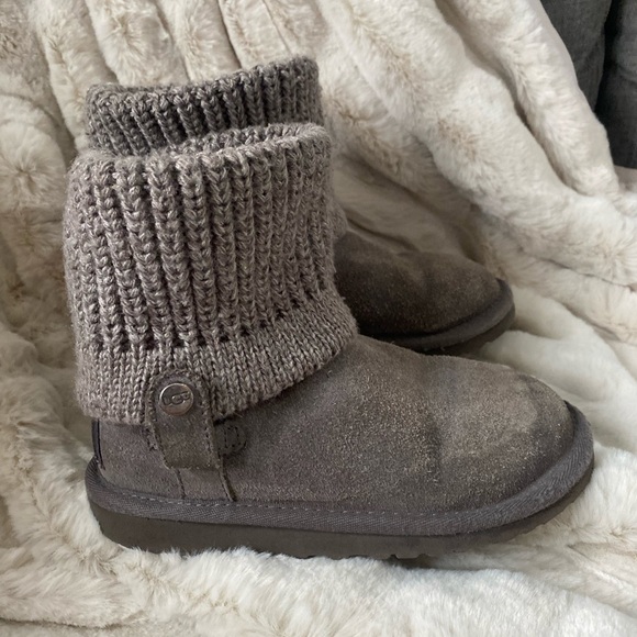 UGG Classic Gray Knit Toddler/Kids Winter Boots Size 12 - Picture 3 of 8